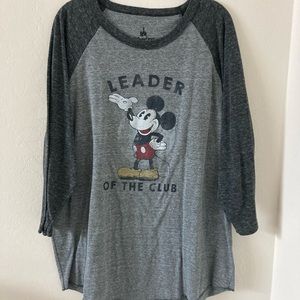 Mens Disney Mickey Grey 3/4 Sleeved Shirt Sz XXL
